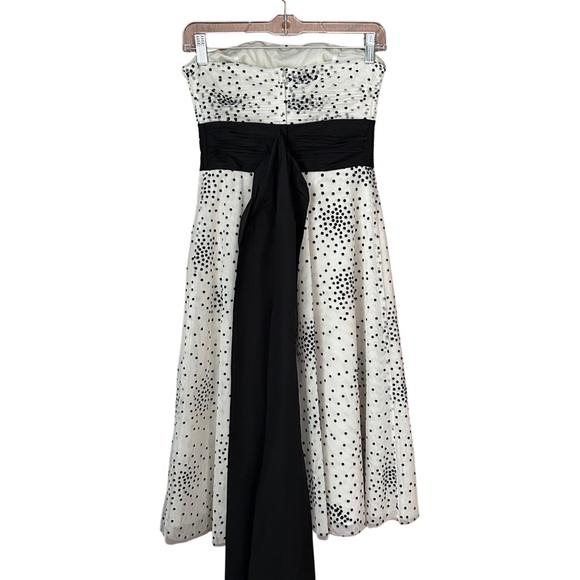 BCBGMAXAZRIA Black and White Polka Dot Strapless Tulle Dress - Picture 4 of 9